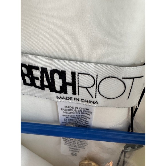 Beach Riot White Tweed Sleeveless Mini Dress Gold Button Front Size Medium NEW - Picture 3 of 4